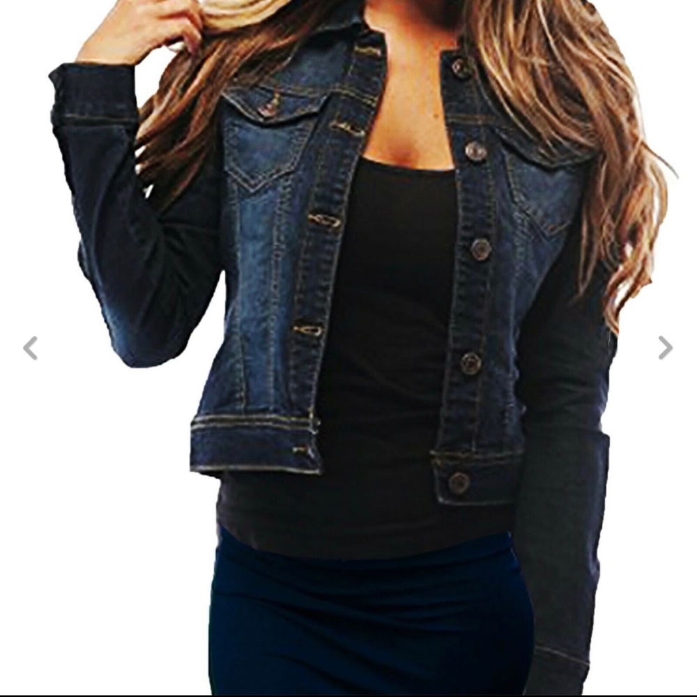 Denim Jean Dark Blue Jean Coat Jacket Size Small